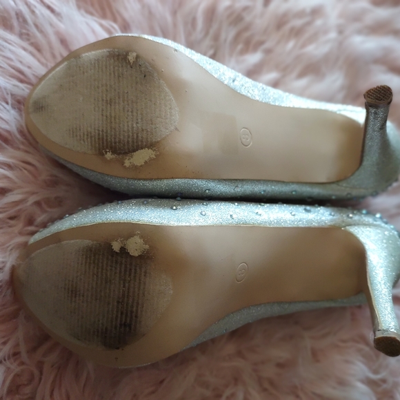 Silver shimmer Prom/Wedding heels - Picture 6 of 8